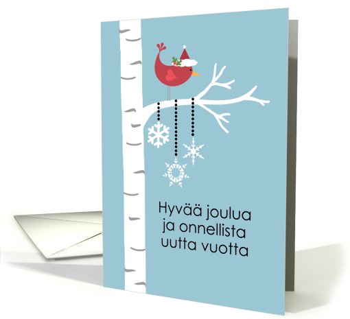 Finnish - Red Cardinal Christmas card (702603)