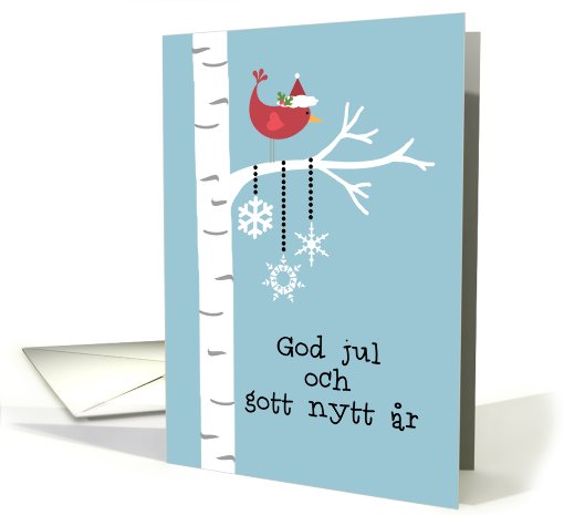 Swedish - Red Cardinal Christmas card (702634)