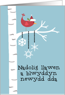 Welsh - Red Cardinal Christmas card