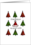 Danish - Trees and Santa Hat Christmas card