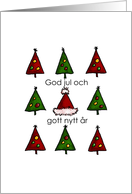 Swedish - Trees and Santa Hat Christmas card