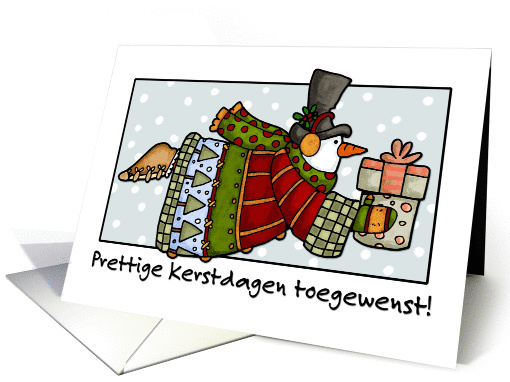 Dutch - Flying Snowman Christmas card (704304)