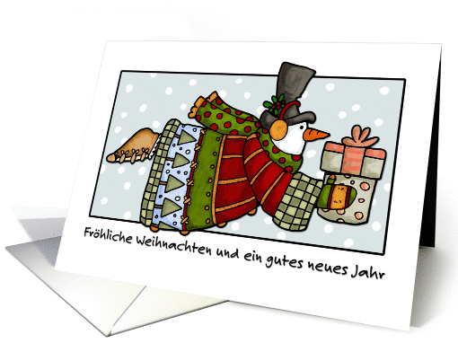German - Flying Snowman Christmas card (704316)
