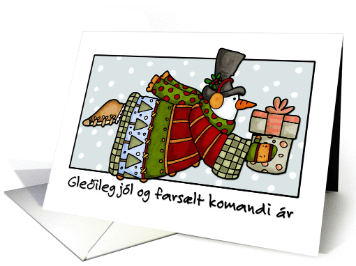Icelandic - Flying Snowman Christmas card (704320)