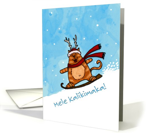 Hawaiian - Snowboard cat Christmas card (707202)