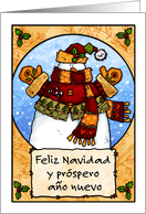 Spanish - Snowman hug Christmas card