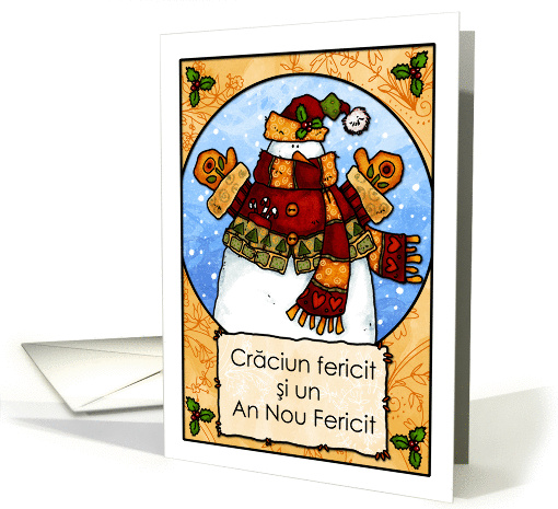 Romanian - Snowman hug Christmas card (707791)