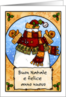 Italian - Snowman hug Christmas card