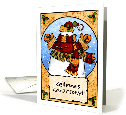 Hungarian - Snowman hug Christmas card (707804)