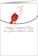To My Sister-in-Law - Singing Bird with Hearts - Valentine’s Day card