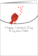 To My Sister - Singing Bird with Hearts - Valentine’s Day card