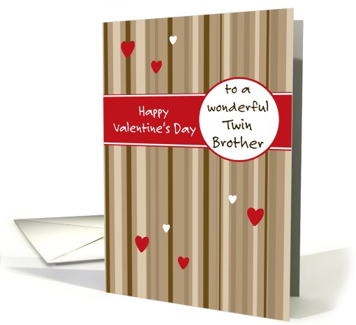 To a Wonderful Twin Brother - coffee stripes - Valentine's Day card