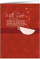 With love to my Great Granddaughter on Valentine’s Day - Red Damask Teacup card
