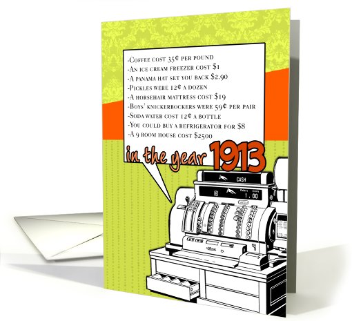 1913- Fun facts birthday - cost of living card (759278)