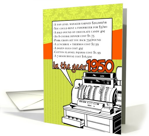 1950 - Fun facts birthday - cost of living card (759766)