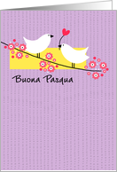 Italian - 2 Easter birds on branch card