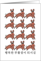 Korean - multiple easter bunnies card