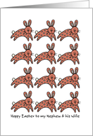 multiple easter bunnies - Hoppy Easter to my nephew and his wife card