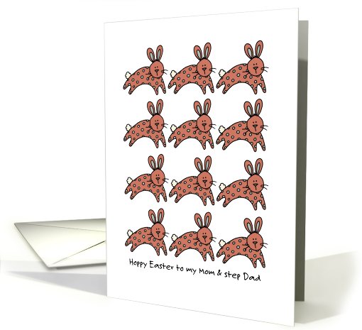 multiple easter bunnies - Hoppy Easter to my mom and step dad card