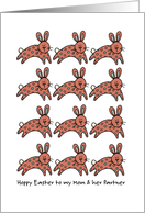 multiple easter bunnies - Hoppy Easter to my mom and her partner card