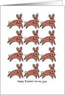 multiple easter bunnies - Hoppy Easter to my guy card