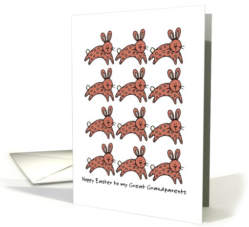 multiple easter bunnies - Hoppy Easter to my great grandparents card