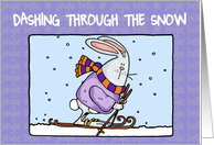 dashing through the snow bunny card