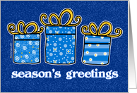 season’s greetings - blue packages card