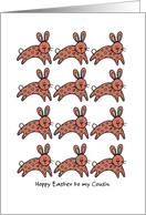 multiple easter bunnies - Hoppy Easter to my cousin card