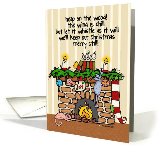 christmas hearth kitties card (80733)