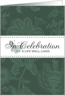 Memorial Service Invitation - Green Butterfly - Celebrate a Life Well Lived card