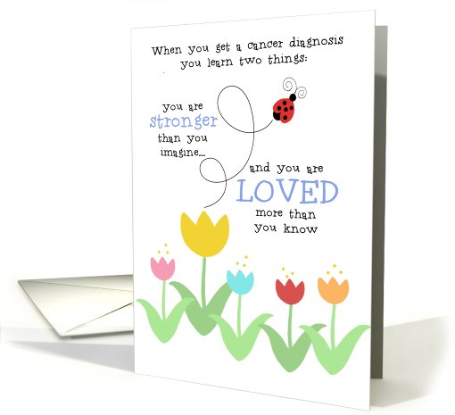 Ladybug and Tulips - Encouragement For Cancer Patient card (814295)