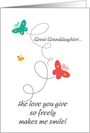 Great Granddaughter - Dancing Butterflies - Birthday card