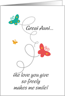 Great Aunt - Dancing Butterflies - Birthday card