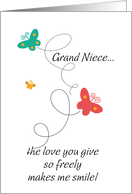 Grand Niece - Dancing Butterflies - Birthday card