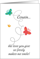 cousin - Dancing Butterflies - Birthday card