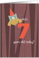 Birthday Owl - seven years old card