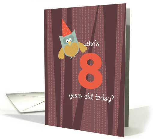 Birthday Owl - eight years old card (814676)