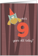 Birthday Owl - nine years old card