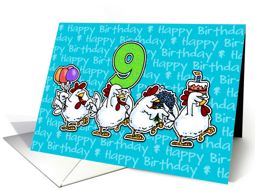 Chicken Birthday Parade - Nine Years Old card (815665)