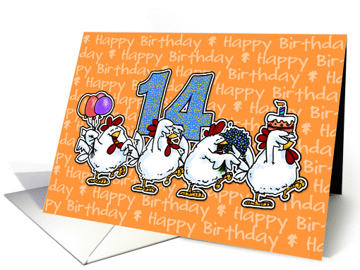 Chicken Birthday Parade - Fourteen Years Old card (815680)