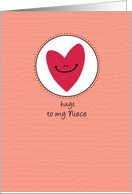 Hugs to my Niece - heart - Get Well card