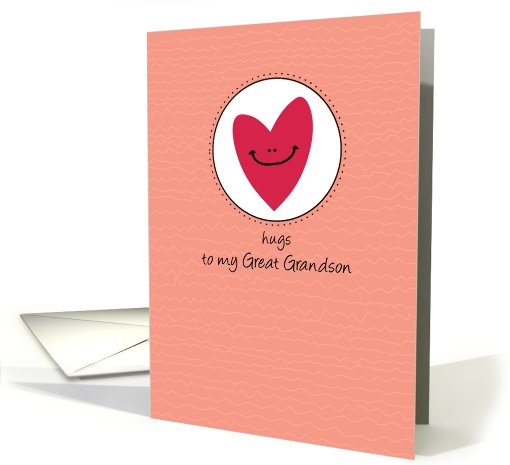 Hugs to my Great Grandson - heart - Get Well card (822944)