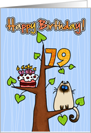 Happy Birthday - 79 years old - Kitty and Cake in tree card