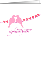 Eighteenth Wedding Anniversary - Doves and Hearts card