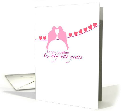 Twenty-First Wedding Anniversary - Doves and Hearts card (833351)