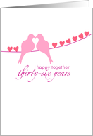 Thirty-Sixth Wedding Anniversary - Doves and Hearts card