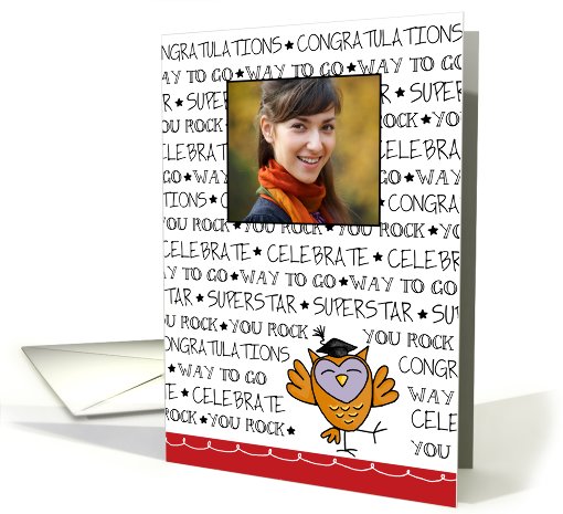 Happy Owl - Customized Photo Graduation Announcement card (841241)