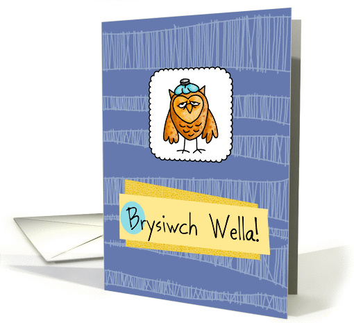Brysiwch Wella - owl - Get well in Welsh card (846970)