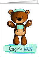 Gemiş olsun - scrub bear - Get well in Turkish card